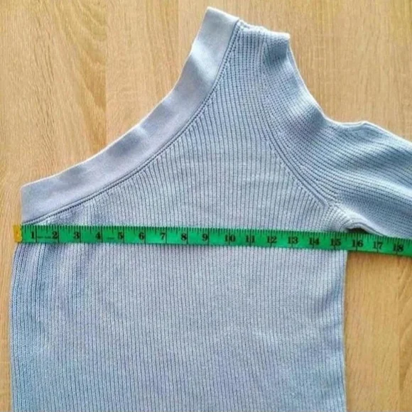 NWT Nine West Light Blue One Shoulder Sexy Sweater Christmas Holiday Gift Y2K - Picture 5 of 8